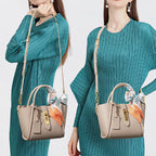 Women’s Minimalist Genuine Leather Lock Crossbody Tote Bag