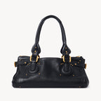 Women’s Vegan Leather Studs Boston Handbag with Large Lock