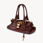 Women’s Vegan Leather Studs Boston Handbag with Large Lock