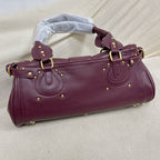 Women’s Vegan Leather Studs Boston Handbag with Large Lock