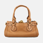 Women’s Vegan Leather Studs Boston Handbag with Large Lock