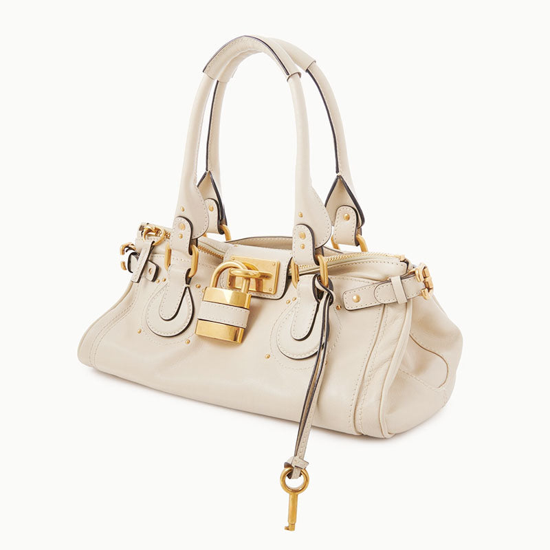Women’s Vegan Leather Studs Boston Handbag with Large Lock
