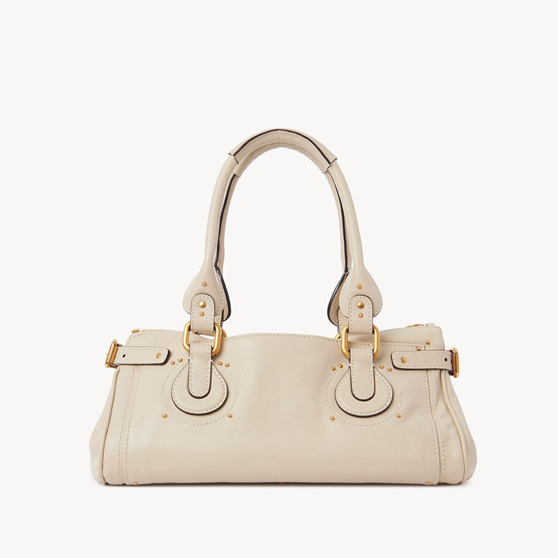 Women’s Vegan Leather Studs Boston Handbag with Large Lock