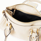 Women’s Vegan Leather Studs Boston Handbag with Large Lock