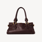 Women’s Vegan Leather Studs Boston Handbag with Large Lock