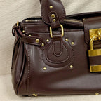 Women’s Vegan Leather Studs Boston Handbag with Large Lock