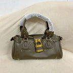 Women’s Vegan Leather Studs Boston Handbag with Large Lock