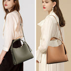 Women’s Genuine Leather Minimalist Shoulder Bucket Bag