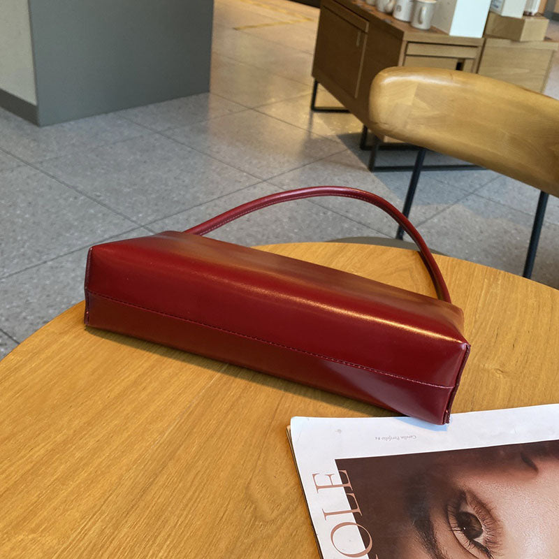 Women’s Minimalist Genuine Leather Baguette Bag
