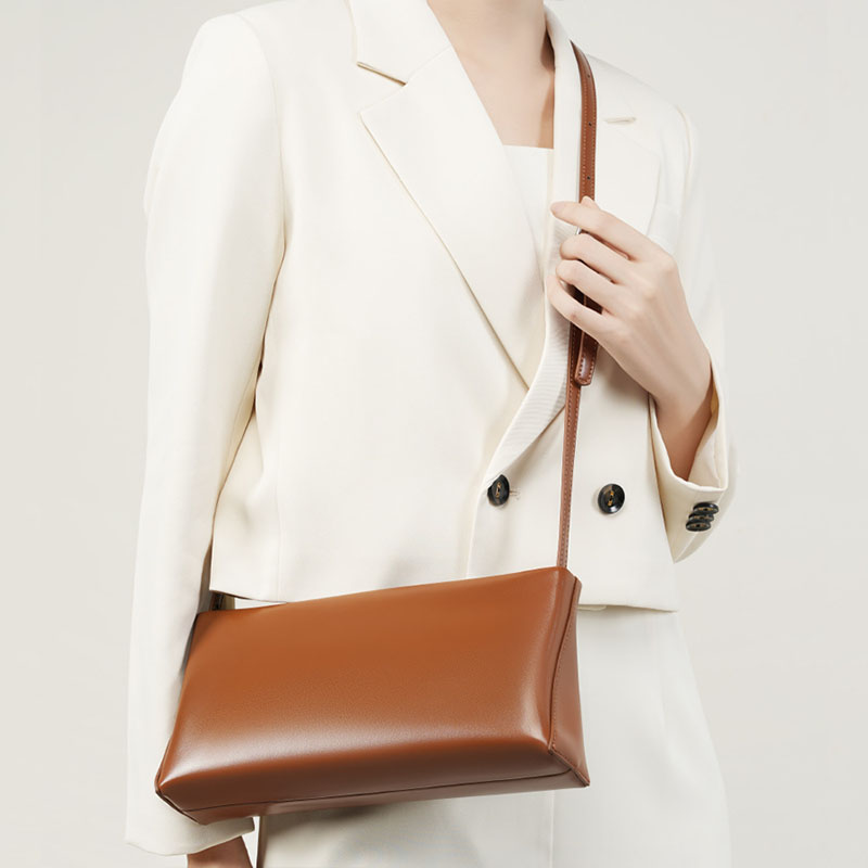 Women’s Minimalist Genuine Leather Baguette Bag
