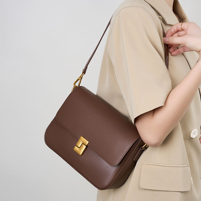 Women’s Vintage Genuine Leather Lock Shoulder Bags