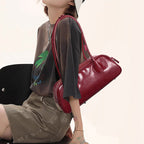 Women’s Genuine Leather Zipper Shoulder Baguette Bag In Vintage