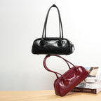 Women’s Genuine Leather Zipper Shoulder Baguette Bag In Vintage