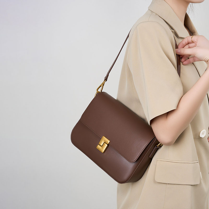 Women’s Genuine Leather Flap Magnetic Closure Crossbody Shoulder Bags In Vintage