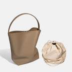Women’s Genuine Leather Shoulder Bucket Bag With Minimalist