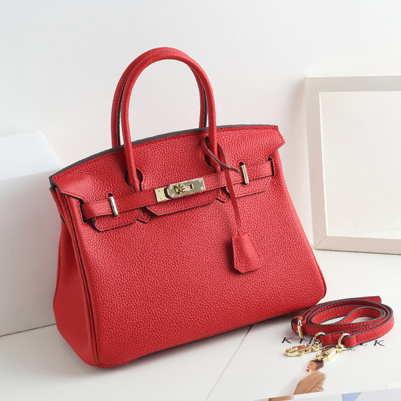 Women’s Genuine Leather Top Handle Handbags – 35 cm Version – Without Shoulder Strap