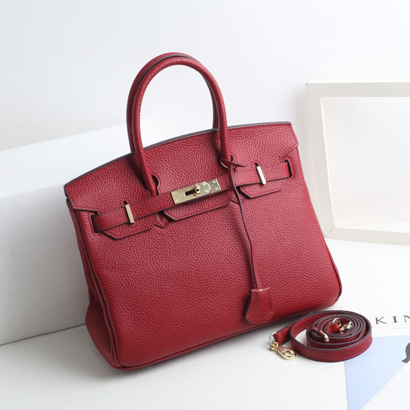 Women’s Genuine Leather Top Handle Handbags – 35 cm Version – Without Shoulder Strap