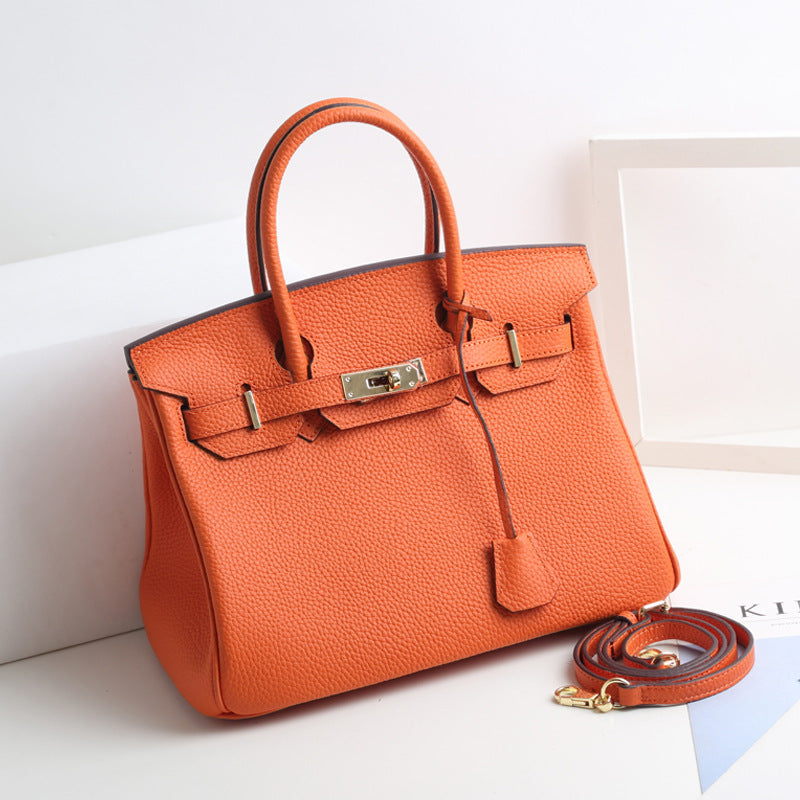 Women’s Genuine Leather Top Handle Handbags – 35 cm Version – Without Shoulder Strap