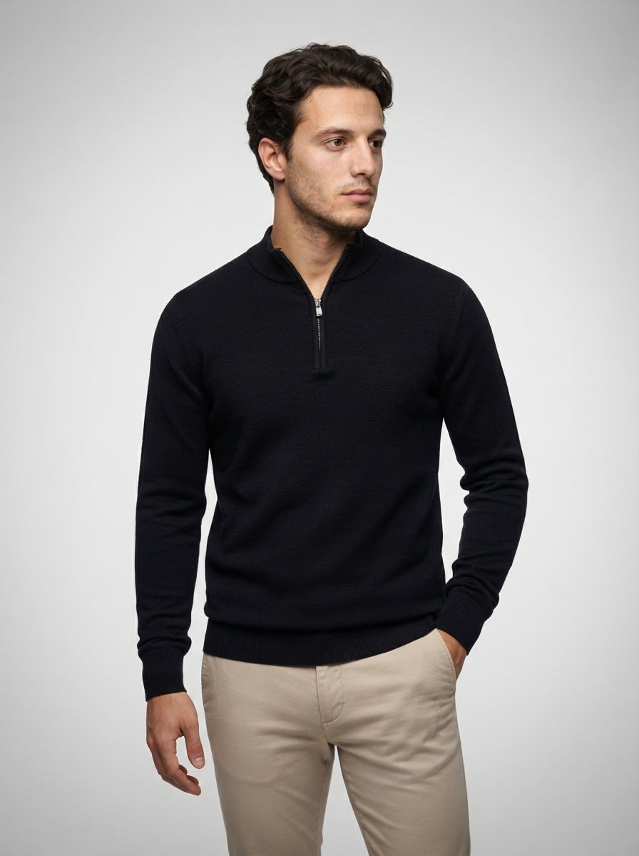 The Winterton Zip Neck in Black