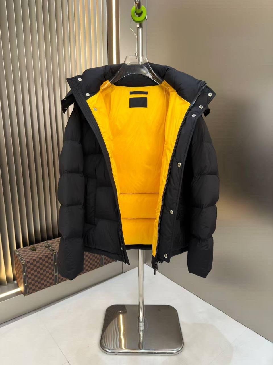 Detachable Hood Puffer Jacket in black