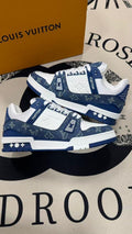 Trainer Sneakers in blue denim and white