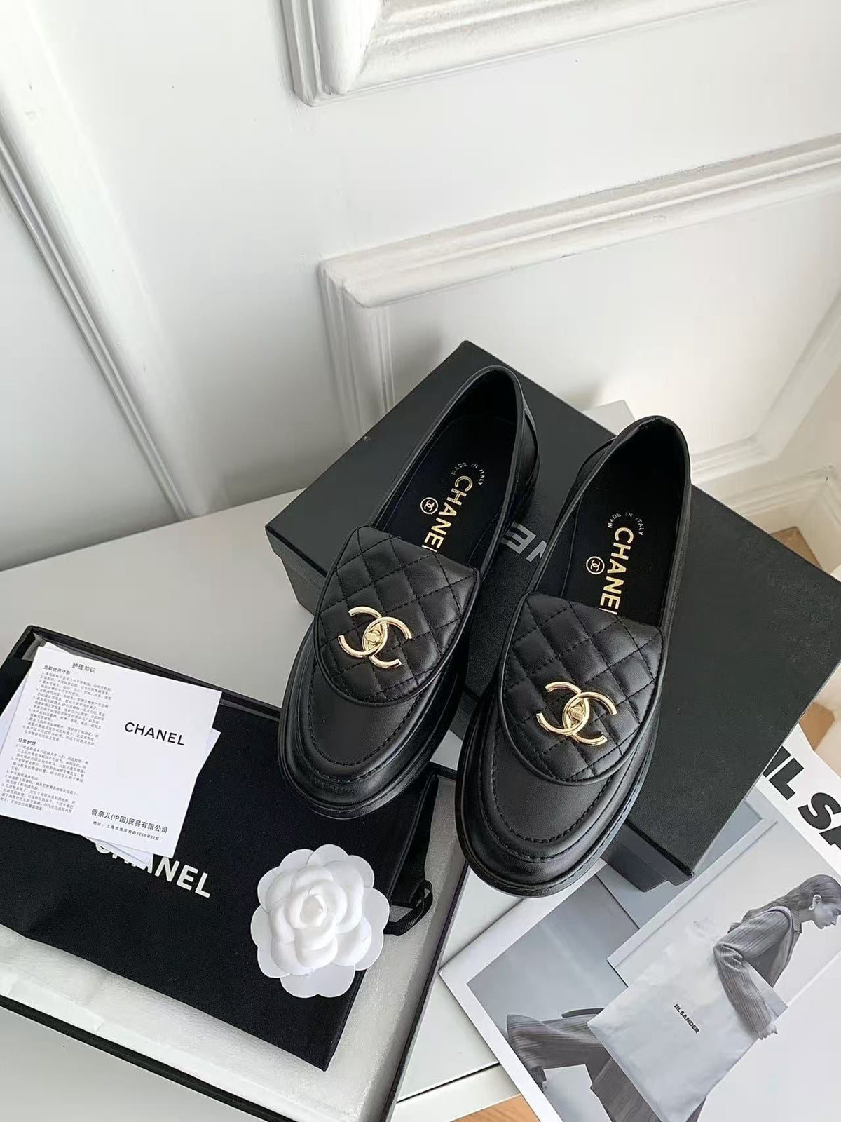 Quilted Loafers in black