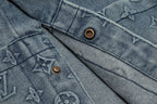Monogram Denim Co-Ord Set in washed dark blue