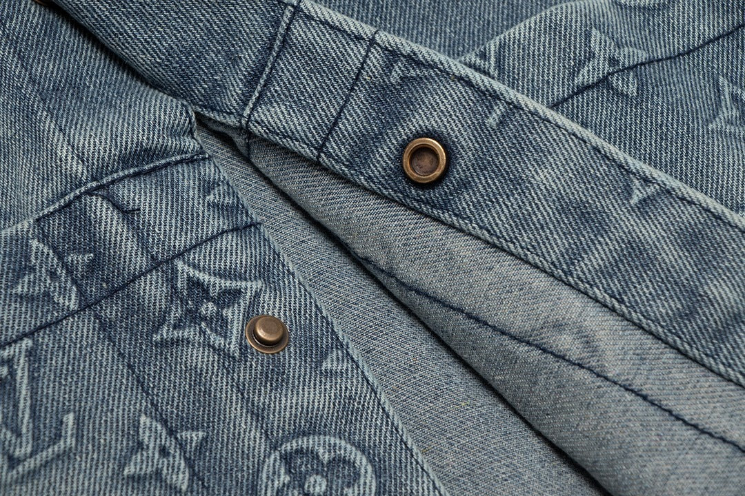 Monogram Denim Co-Ord Set in washed dark blue