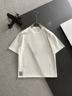 Seam Detail Patch T-Shirt in ecru