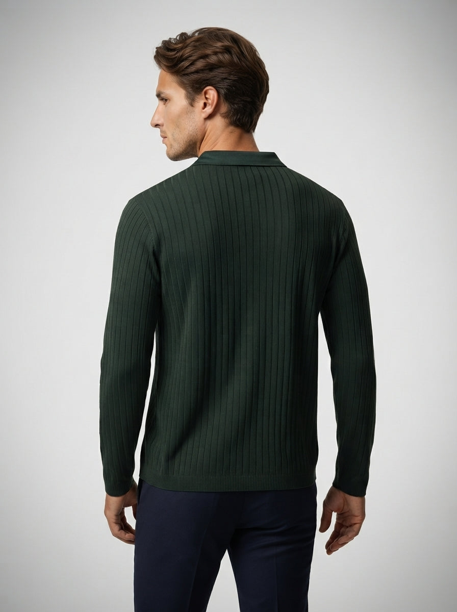 The Melrose Knit Polo in Dark Green