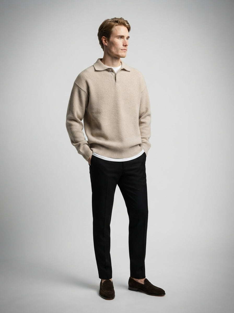 The Thurloe Polo Sweater in Khaki