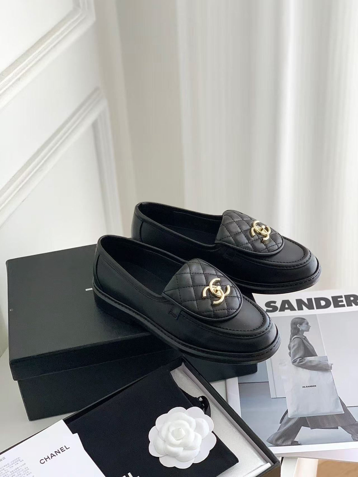 Quilted Loafers in black