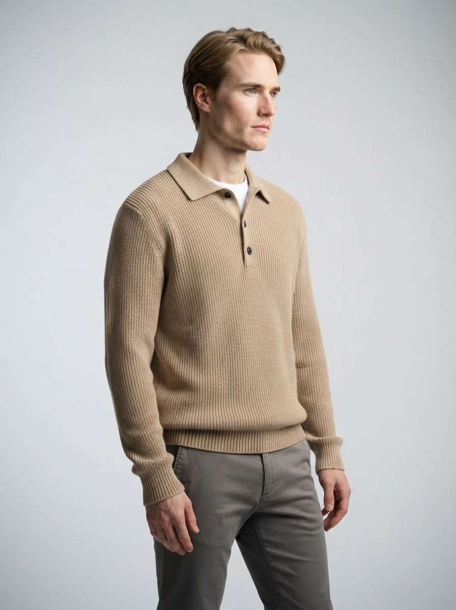The Kirkwall Placket Polo in Khaki