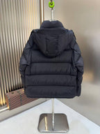 Detachable Hood Puffer Jacket in black