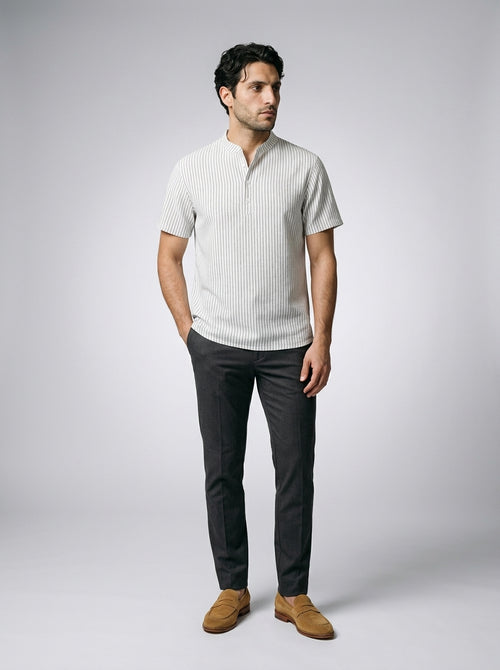 The Bexley Pinstripe Henley in White