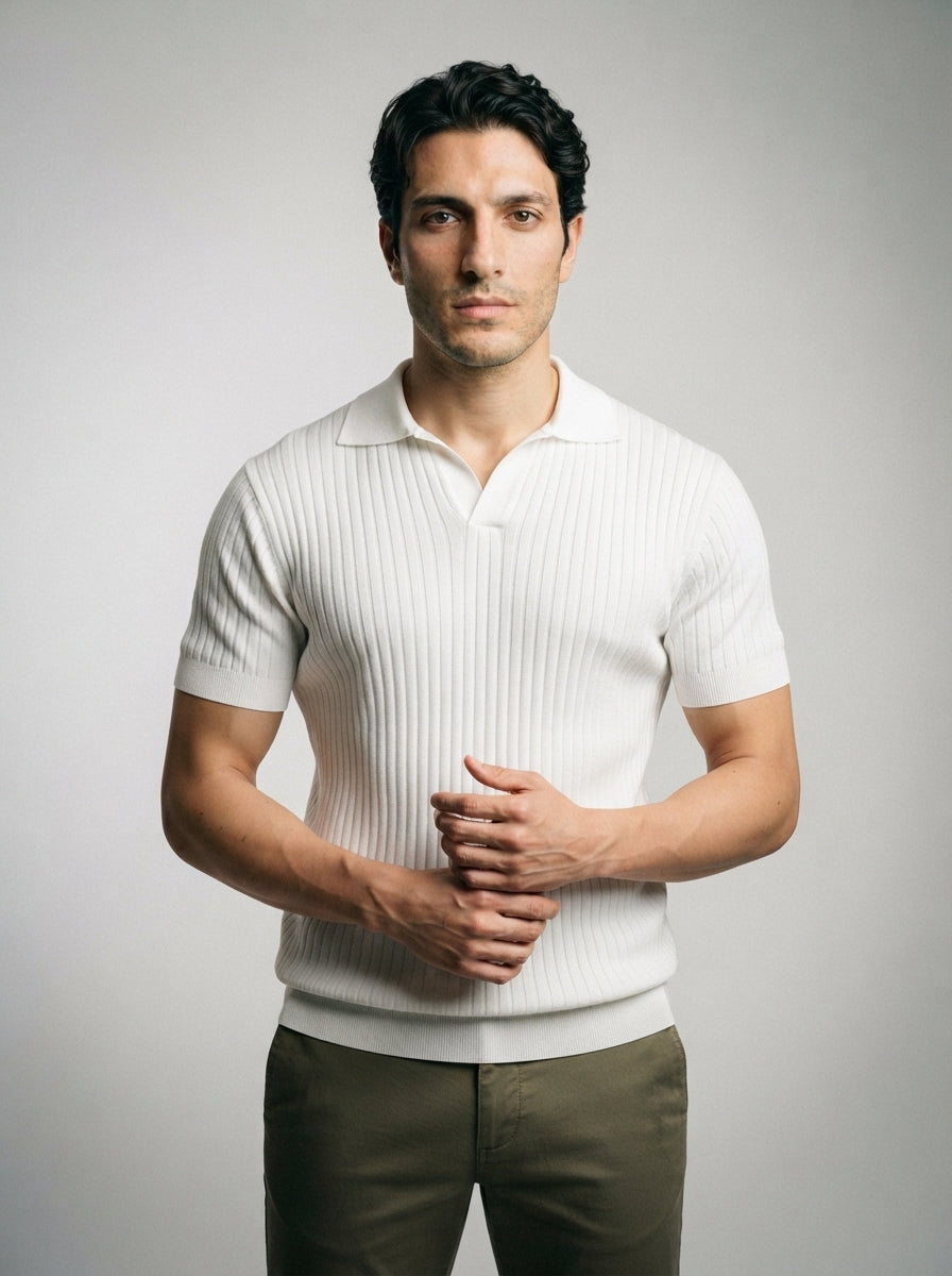 The Sandhurst Rib Polo in White