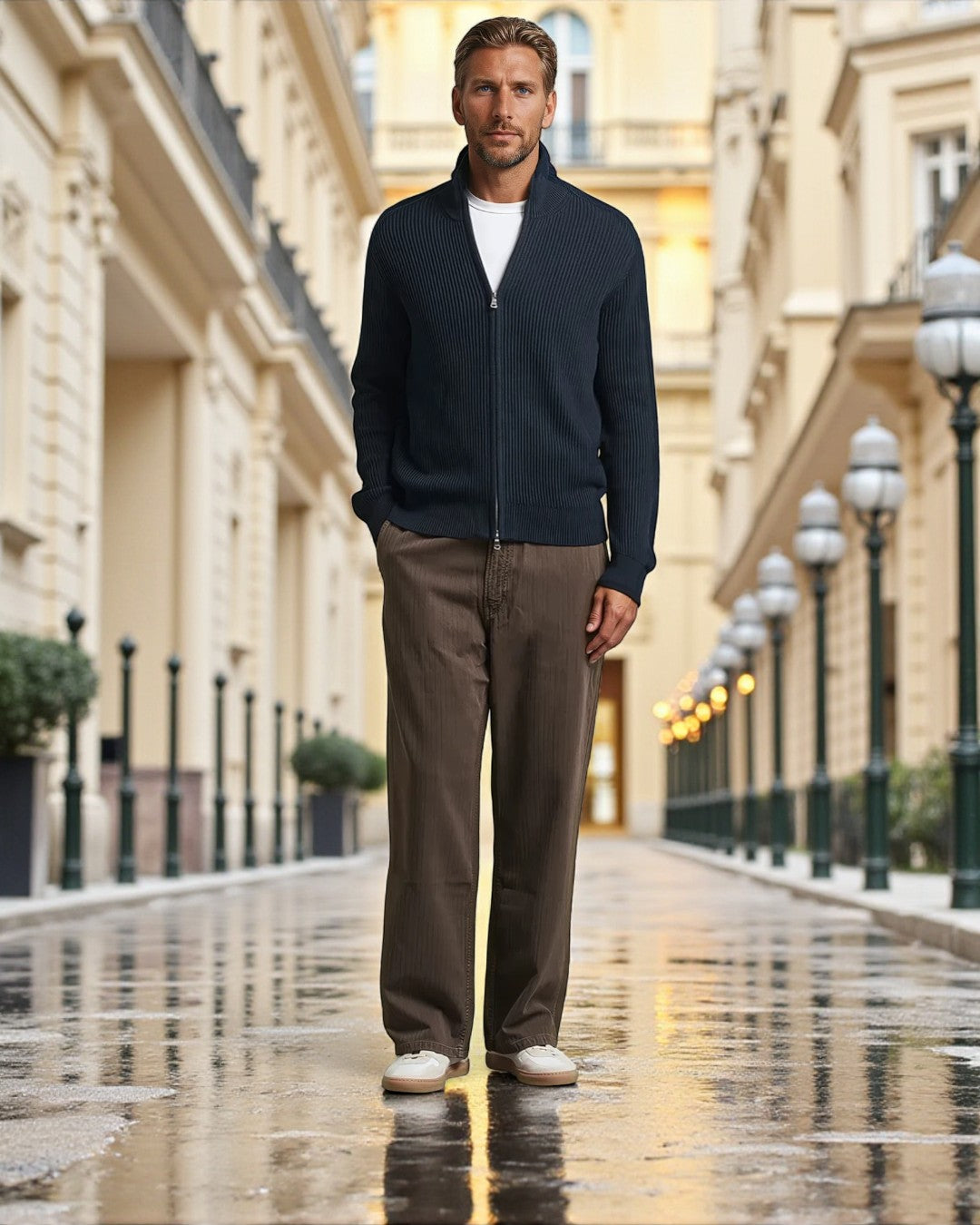 AveryAshdown Knitted Zip Ribbed Cardigan