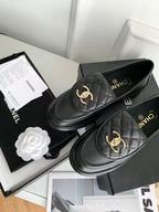 Quilted Loafers in black