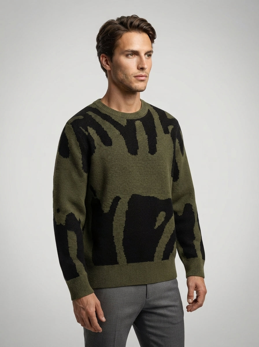 The Marchmont Graphic Knit in Olive