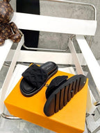 Monogram Slide Sandals in black