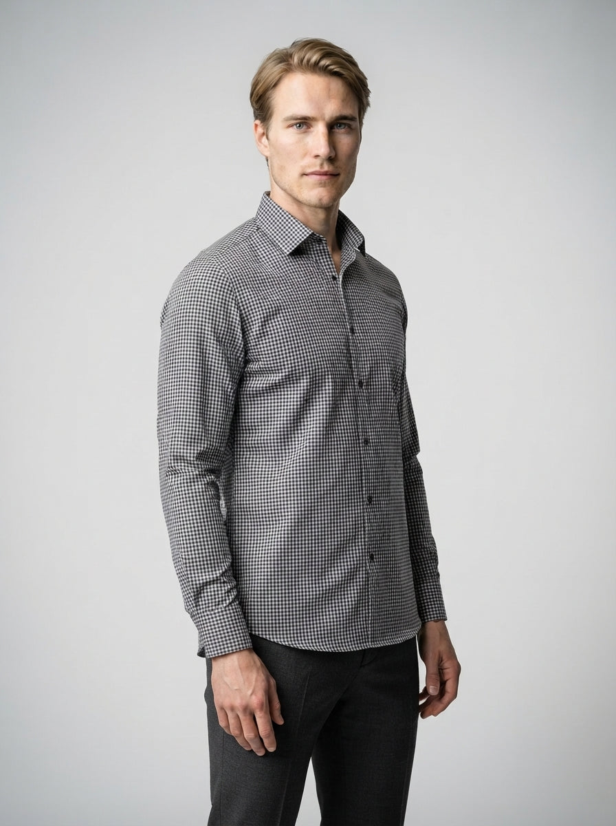 The Pentland Check Shirt in Charcoal