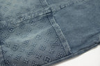 Monogram Denim Co-Ord Set in washed dark blue