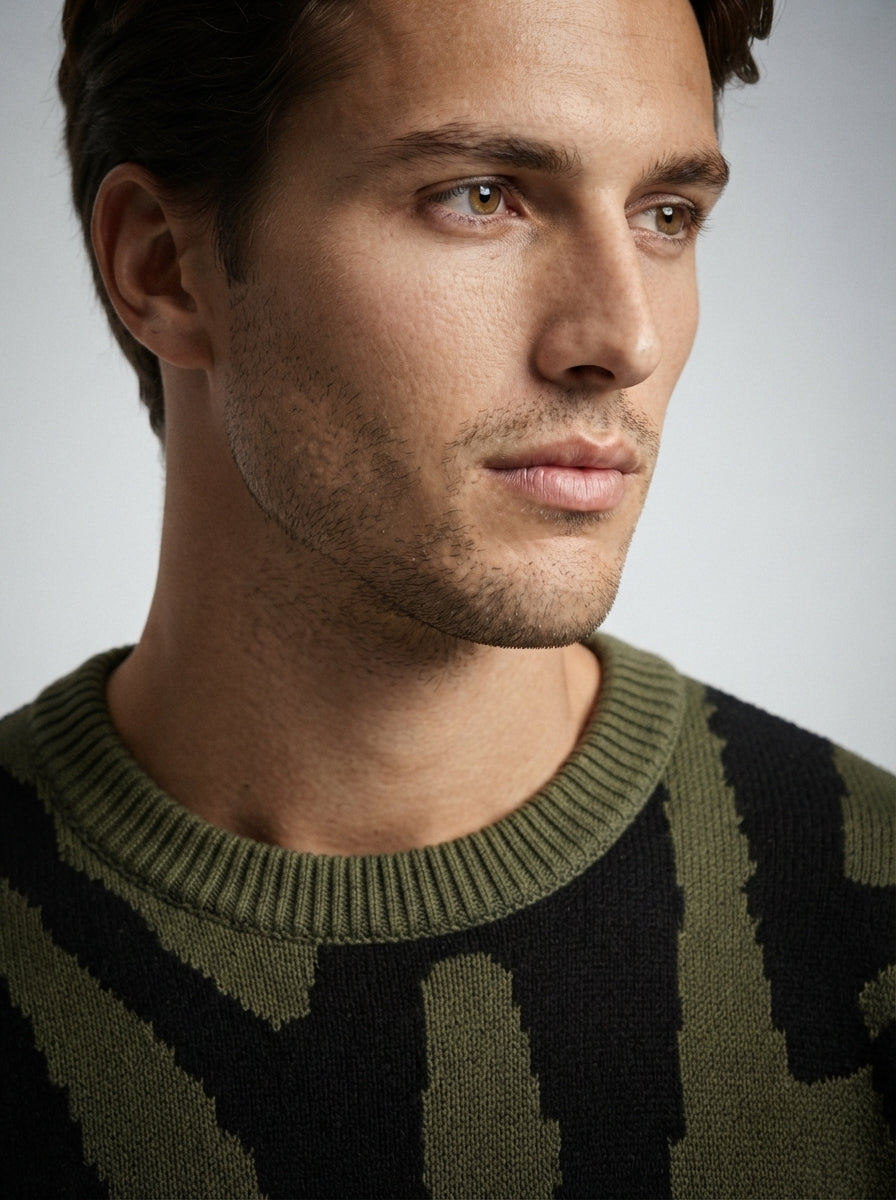 The Marchmont Graphic Knit in Olive
