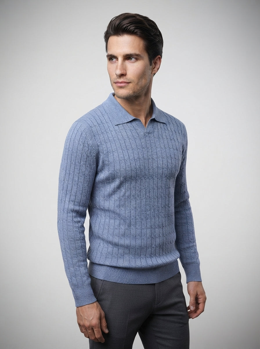 The Farleigh Cable Polo in Blue