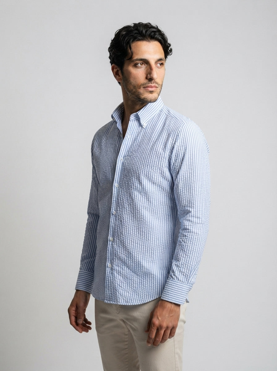 The Camberley Seersucker Shirt in Blue