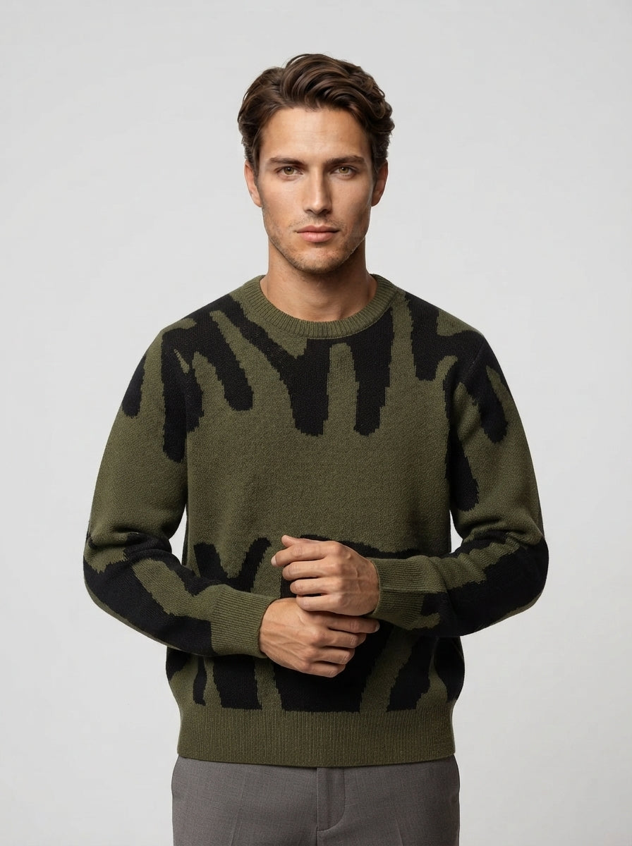 The Marchmont Graphic Knit in Olive