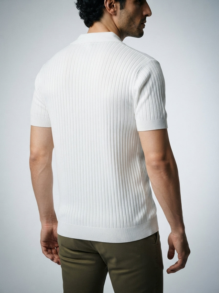 The Sandhurst Rib Polo in White