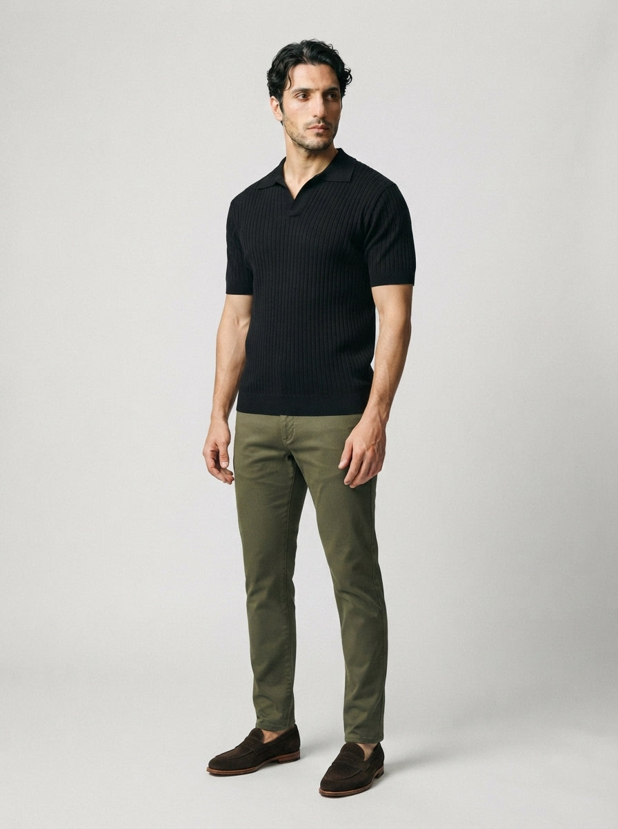 The Sandhurst Rib Polo in Black