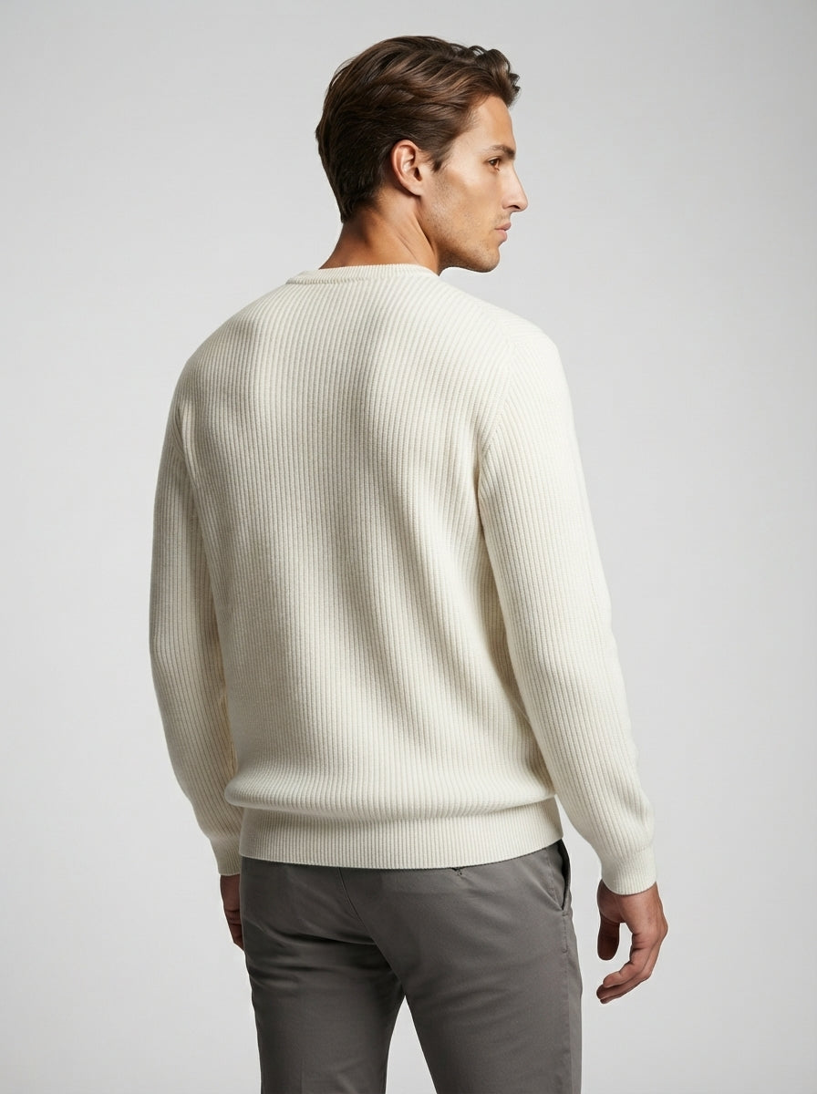 The Latchmere Ribbed Crew in White