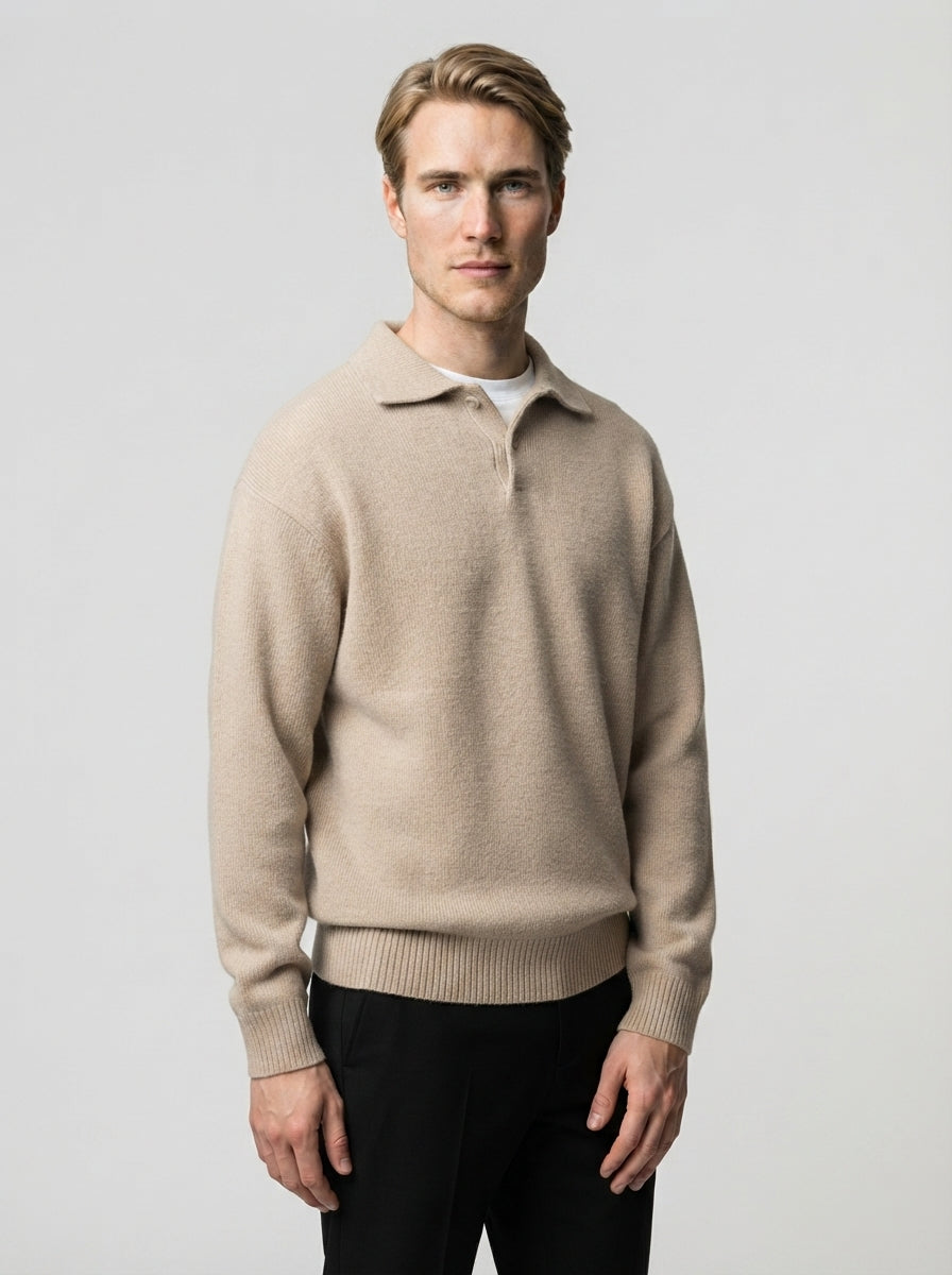 The Thurloe Polo Sweater in Khaki